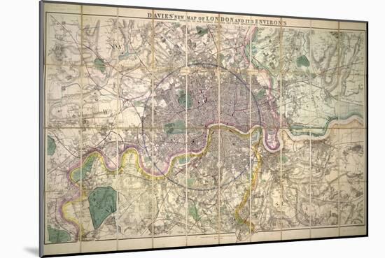 Davies' New Map of London and its Environs, 1882-Edward Stanford-Mounted Giclee Print