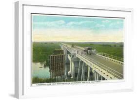 Davis, California - Causeway over Yolo Basin Towards Sacramento-Lantern Press-Framed Art Print