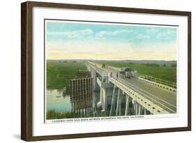 Davis, California - Causeway over Yolo Basin Towards Sacramento-Lantern Press-Framed Art Print