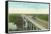 Davis, California - Causeway over Yolo Basin Towards Sacramento-Lantern Press-Framed Stretched Canvas