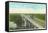 Davis, California - Causeway over Yolo Basin Towards Sacramento-Lantern Press-Framed Stretched Canvas