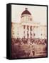 Davis Sworn In, President of the Confederacy, 1861-Science Source-Framed Stretched Canvas