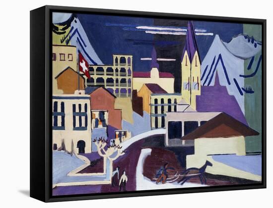 Davos-Platz Railway Station; Davos-Platz Am Banhof, 1931-Ernst Ludwig Kirchner-Framed Stretched Canvas