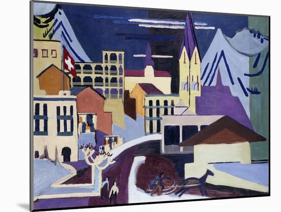 Davos-Platz Railway Station-Ernst Ludwig Kirchner-Mounted Giclee Print