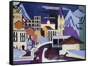 Davos-Platz Railway Station-Ernst Ludwig Kirchner-Framed Stretched Canvas