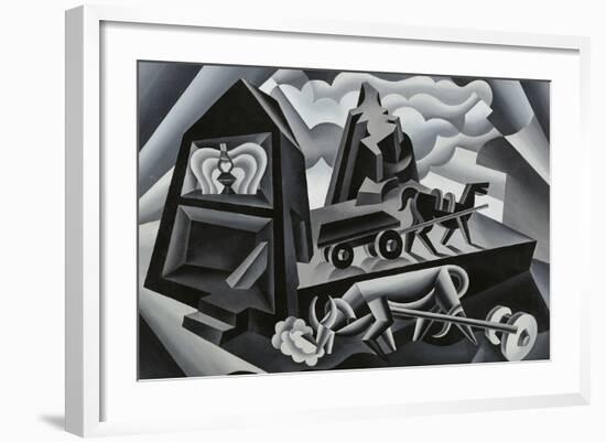 Dawn and Sunset on the Alps (Ploughing)-Fortunato Depero-Framed Giclee Print