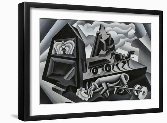 Dawn and Sunset on the Alps (Ploughing)-Fortunato Depero-Framed Giclee Print