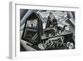 Dawn and Sunset on the Alps (Ploughing)-Fortunato Depero-Framed Giclee Print