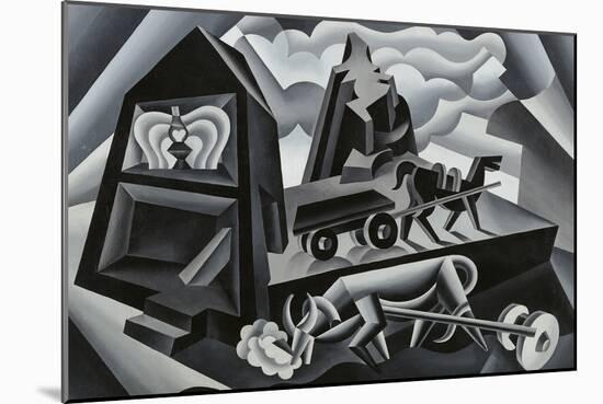 Dawn and Sunset on the Alps (Ploughing)-Fortunato Depero-Mounted Giclee Print