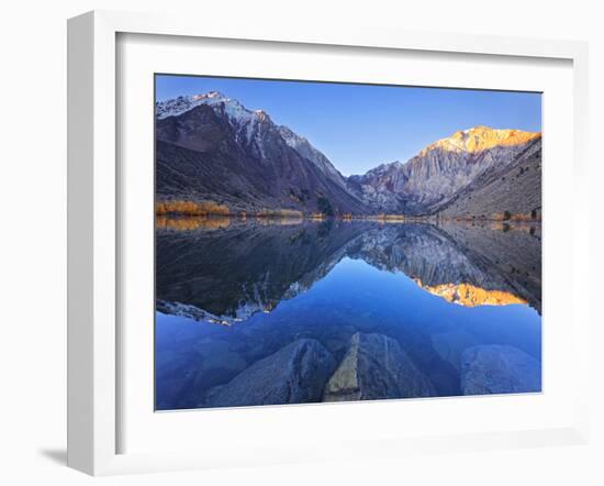 Dawn at Convict Lake in the Fall before the Fisherman Get on the Lake in California.-Miles Morgan-Framed Photographic Print