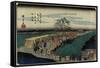 Dawn at Emonzaka Hill in Nihon-Zutsumi Bank, Shin-Yoshiwara, C. 1830-Utagawa Hiroshige-Framed Stretched Canvas