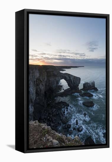 Dawn at Green Bridge of Wales, Pembrokeshire Coast National Park, Wales, United Kingdom, Europe-Ben Pipe-Framed Stretched Canvas