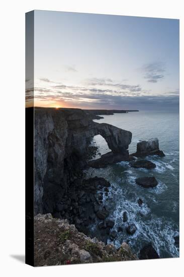 Dawn at Green Bridge of Wales, Pembrokeshire Coast National Park, Wales, United Kingdom, Europe-Ben Pipe-Stretched Canvas