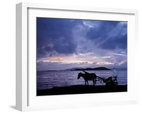 Dawn at Lake Ziway, Central Ethiopia, with the Silhouette of a Horse-Drawn Buggy-Nigel Pavitt-Framed Photographic Print