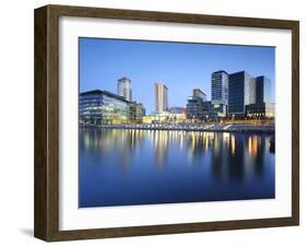 Dawn at Mediacity Uk Home of the Bbc, Salford Quays, Manchester, Greater Manchester, England, UK-Chris Hepburn-Framed Photographic Print