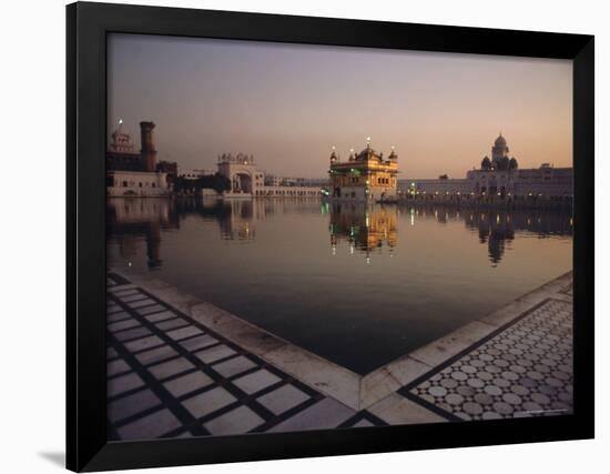 Dawn at the Golden Temple and Cloisters and the Holy Pool of Nectar, Punjab State, India-Jeremy Bright-Framed Photographic Print