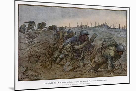Dawn Breaks at the Maisonette as French Troops Struggle Through the Knee-Deep Mud-Jean Droit-Mounted Art Print
