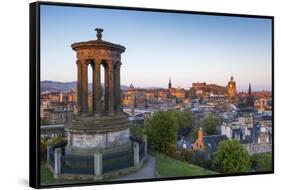 Dawn Breaks over the Dugald Stewart Monument Overlooking the City of Edinburgh, Lothian, Scotland-Andrew Sproule-Framed Stretched Canvas