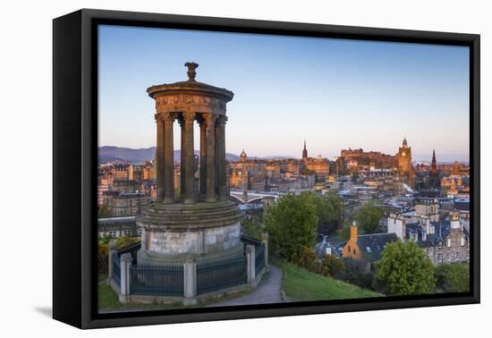 Dawn Breaks over the Dugald Stewart Monument Overlooking the City of Edinburgh, Lothian, Scotland-Andrew Sproule-Framed Stretched Canvas