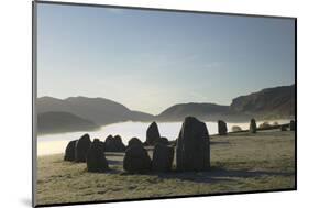 Dawn, Castlerigg Stone Circle, Helvellyn Range on Horizon, Keswick, Lake District, Cumbria-James Emmerson-Mounted Photographic Print