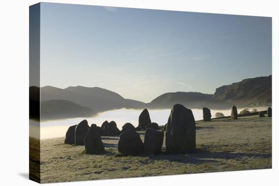 Dawn, Castlerigg Stone Circle, Helvellyn Range on Horizon, Keswick, Lake District, Cumbria-James Emmerson-Stretched Canvas