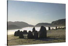 Dawn, Castlerigg Stone Circle, Helvellyn Range on Horizon, Keswick, Lake District, Cumbria-James Emmerson-Stretched Canvas