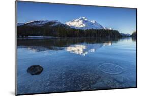 Dawn Illuminates Snowy Peaks and Bell Tower Reflected in Lake Sils, Switzerland-Roberto Moiola-Mounted Photographic Print