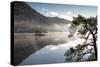 Dawn light and transient sunlit mist over Wall Holm Island on Ullswater, England-John Potter-Stretched Canvas