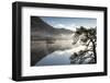 Dawn light and transient sunlit mist over Wall Holm Island on Ullswater, England-John Potter-Framed Photographic Print