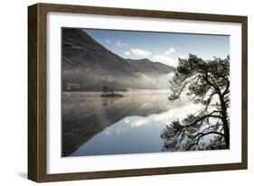 Dawn light and transient sunlit mist over Wall Holm Island on Ullswater, England-John Potter-Framed Photographic Print