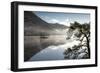 Dawn light and transient sunlit mist over Wall Holm Island on Ullswater, England-John Potter-Framed Photographic Print