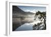 Dawn light and transient sunlit mist over Wall Holm Island on Ullswater, England-John Potter-Framed Photographic Print