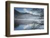 Dawn light and transient sunlit mist over Wall Holm Island on Ullswater, England-John Potter-Framed Photographic Print