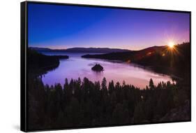 Dawn light over Emerald Bay on Lake Tahoe, Emerald Bay State Park, California, USA-Russ Bishop-Framed Stretched Canvas