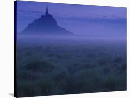 Dawn, Mist and Field, Normandy, France-Walter Bibikow-Stretched Canvas