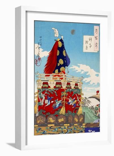 Dawn Moon of the Shinto Rites - Festival on a Hill, One Hundred Aspects of the Moon-Yoshitoshi Tsukioka-Framed Giclee Print