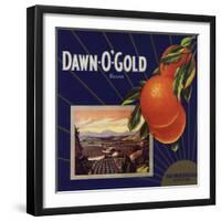 Dawn O Gold Brand - California - Citrus Crate Label-Lantern Press-Framed Art Print