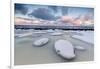 Dawn on the Cold Sea Surrounded by Snowy Rocks Shaped by Wind and Ice at Eggum-Roberto Moiola-Framed Photographic Print