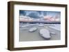 Dawn on the Cold Sea Surrounded by Snowy Rocks Shaped by Wind and Ice at Eggum-Roberto Moiola-Framed Photographic Print