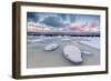 Dawn on the Cold Sea Surrounded by Snowy Rocks Shaped by Wind and Ice at Eggum-Roberto Moiola-Framed Photographic Print