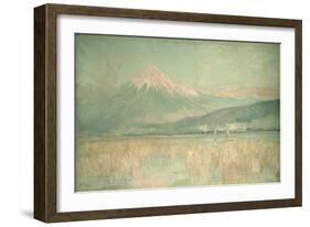 Dawn on the Sacred Mountain, the Fuji Sun Half Hidden in the Clouds, 1889-Sir Alfred East-Framed Giclee Print