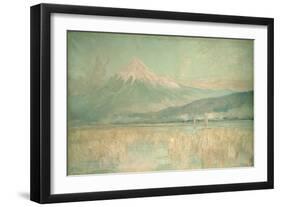 Dawn on the Sacred Mountain, the Fuji Sun Half Hidden in the Clouds, 1889-Sir Alfred East-Framed Giclee Print