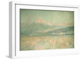 Dawn on the Sacred Mountain, the Fuji Sun Half Hidden in the Clouds, 1889-Sir Alfred East-Framed Giclee Print