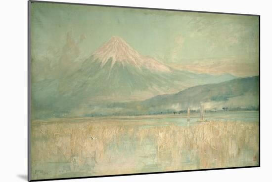 Dawn on the Sacred Mountain, the Fuji Sun Half Hidden in the Clouds, 1889-Sir Alfred East-Mounted Giclee Print