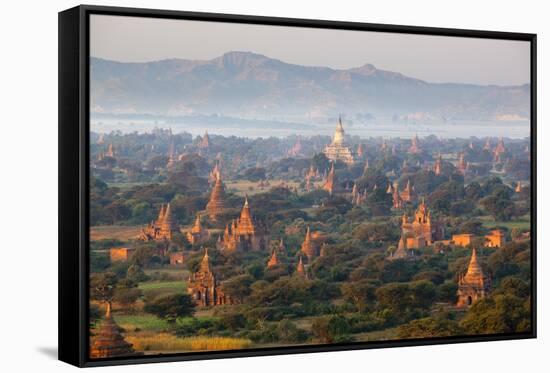 Dawn over Ancient Temples from Hot Air Balloon-Stuart Black-Framed Stretched Canvas