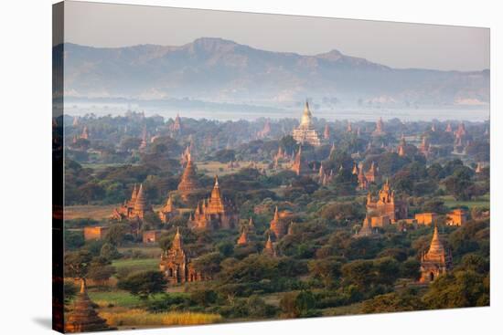 Dawn over Ancient Temples from Hot Air Balloon-Stuart Black-Stretched Canvas