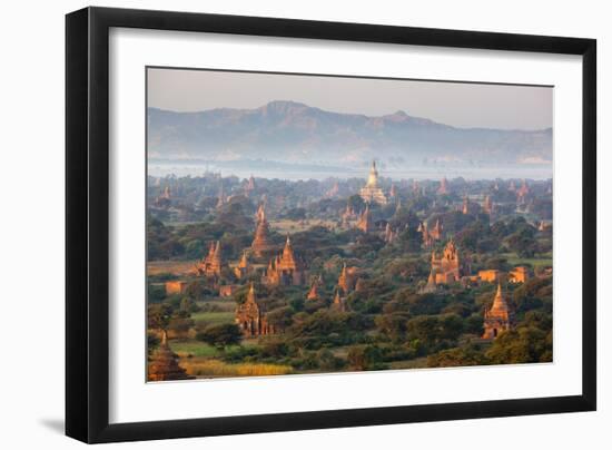 Dawn over Ancient Temples from Hot Air Balloon-Stuart Black-Framed Photographic Print