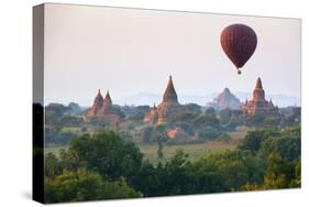 Dawn over Ancient Temples from Hot Air Balloon-Stuart Black-Stretched Canvas