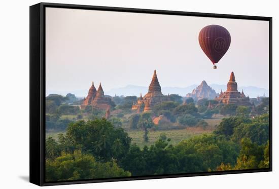 Dawn over Ancient Temples from Hot Air Balloon-Stuart Black-Framed Stretched Canvas