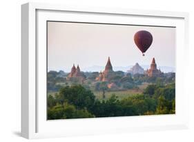 Dawn over Ancient Temples from Hot Air Balloon-Stuart Black-Framed Photographic Print